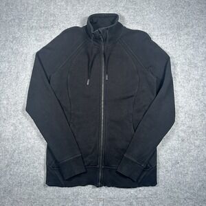 Lululemon Huddle & Hustle Jacket Womens Sz 10 Black Full Zip Heavyweight Active